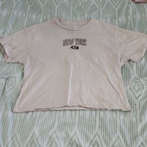 Cream Graphic Tee with New York Design